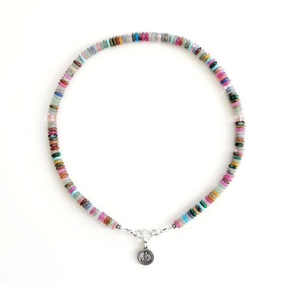 MIXED MINI GEMSTONE NECKLACE W/ MINI 925 BUDDHA-16" - Picture 1 of 3